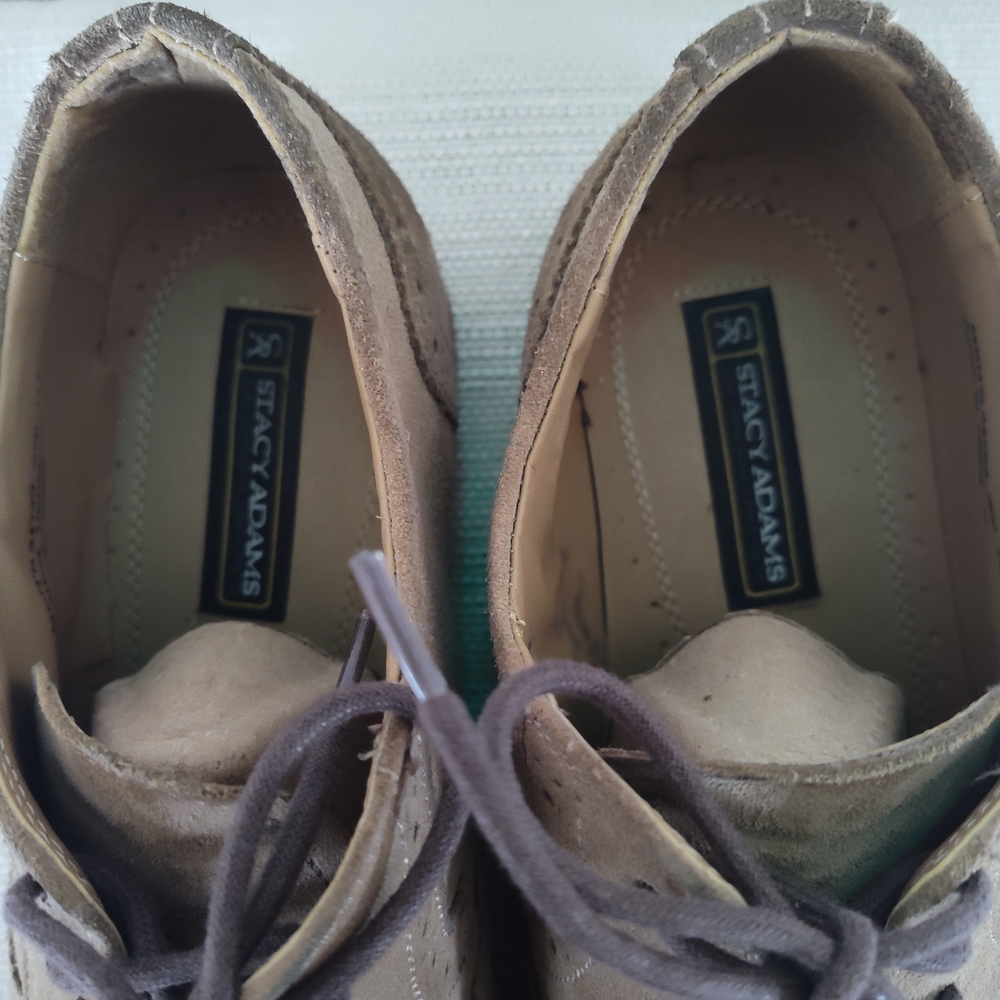 Stacy Adams Men's Suede Oxford Shoes - Beige - Picture 2 of 4